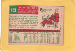 1959 Topps #435 Frank Robinson VG/EX Very Good/Excellent Cincinnati Reds #28581 Image 2