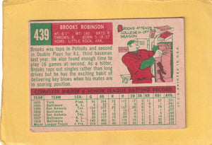 1959 Topps #439 Brooks Robinson VG/EX Very Good/Excellent Baltimore Orioles #28582 Image 2