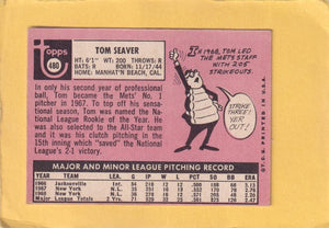 1969 Topps #480 Tom Seaver EX Excellent New York Mets #28594 Image 2