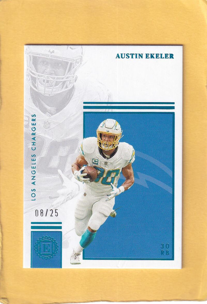2022 Panini Encased Sapphire #23 Austin Ekeler NM 8/25 Los Angeles Chargers  2 small indentations on bottom of card Image 1
