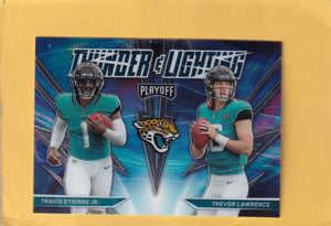 2021 Panini Playoff Thunder and Lightning #17 Travis Etienne Jr./Trevor Lawrence NM-MT+ Jacksonville Jaguars Image 1