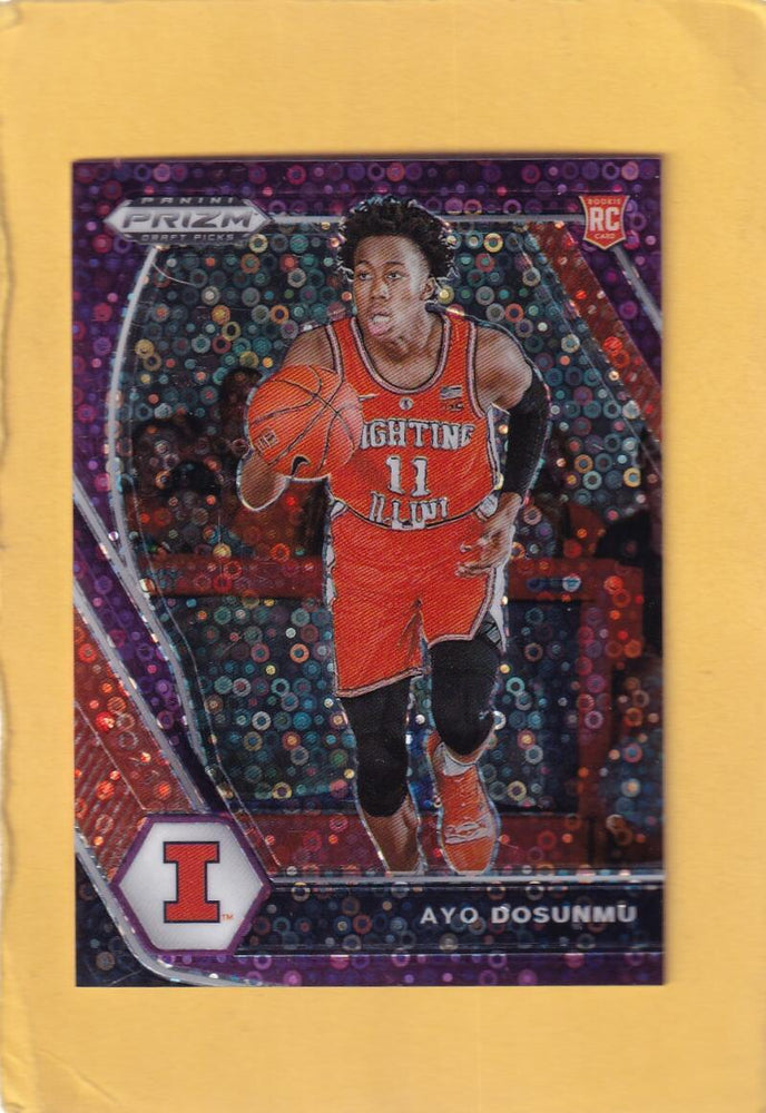 2021-22 Panini Prizm Draft Picks Prizms Purple Circles #20 Ayo Dosunmu VG/EX Very Good/Excellent 19/50 Illinois Fighting Illini Image 1