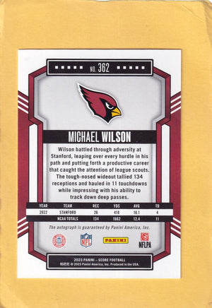 2023 Score Signatures #362 Michael Wilson NM-MT+ RC Rookie Auto Arizona Cardinals Image 2