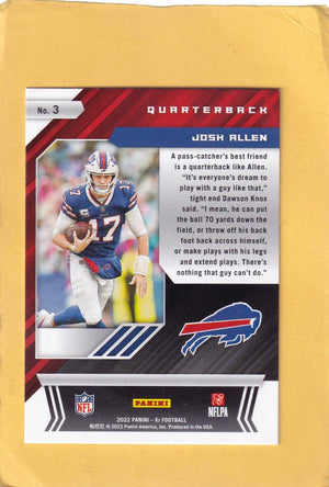 2022 Panini Xr Blue #3 Josh Allen NM-MT+ 28/199 Buffalo Bills Image 2