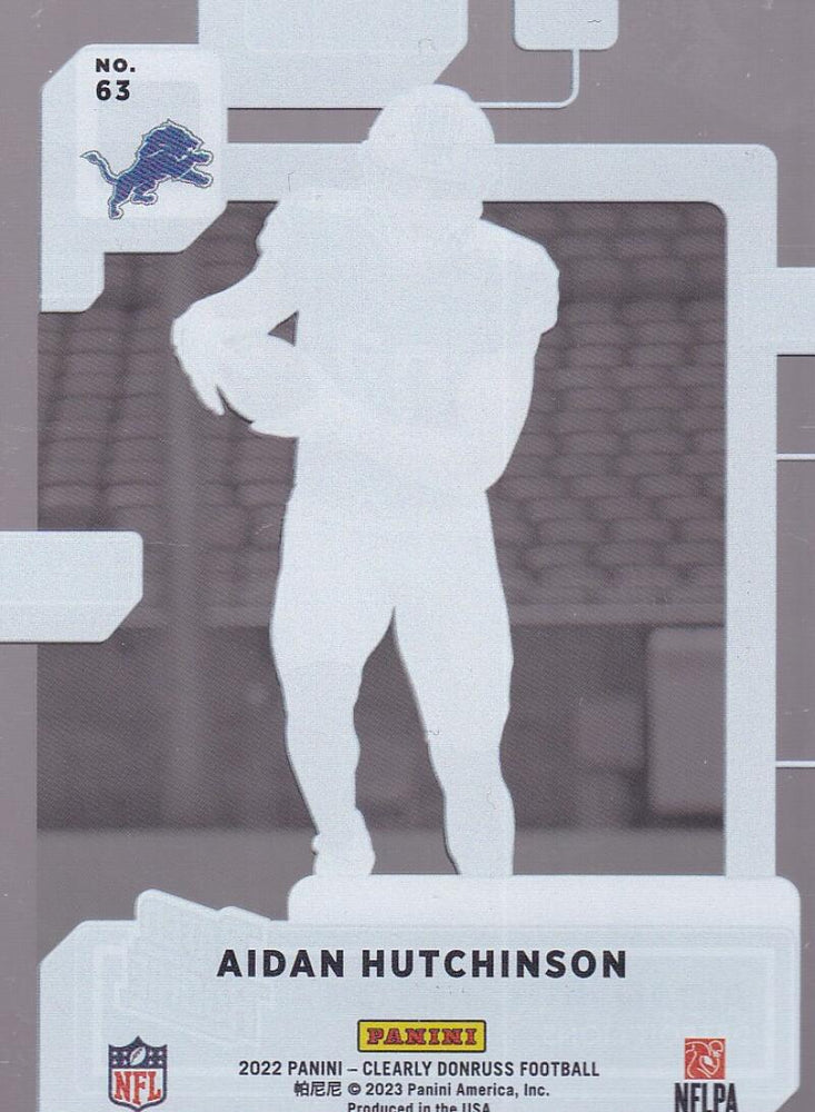 2022 Donruss Clearly #63 Aidan Hutchinson Rated Rookie NM-MT+ Detroit Lions Image 2