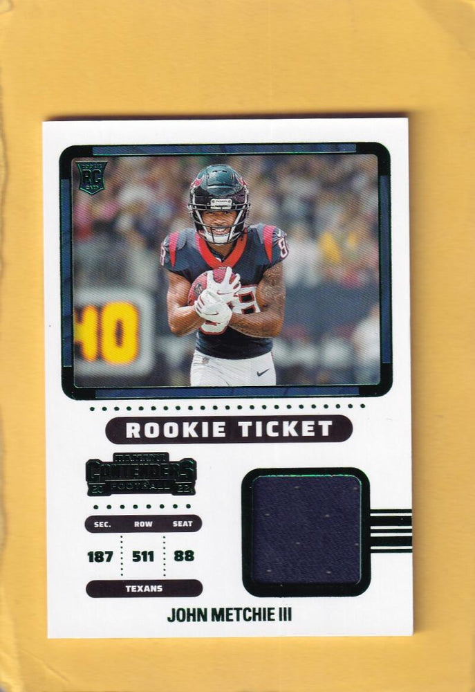 2022 Panini Contenders Rookie Ticket Swatches #25 John Metchie III NM-MT+ MEM Houston Texans Image 1