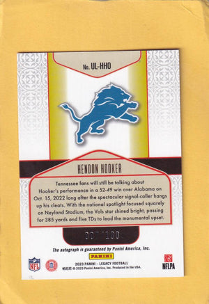 2023 Panini Legacy Under the Lights Bronze Autographs #5 Hendon Hooker NM-MT+ Auto 7/100 Detroit Lions Image 2