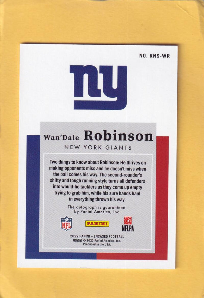 2022 Panini Encased Rookie Notable Signatures Sapphire #39 Wan'Dale Robinson NM-MT+ Auto 47/50 New York Giants Image 2