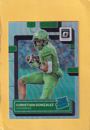2023 Panini Chronicles Draft Picks Donruss Optic Rated Rookie Holo #8 Christian Gonzalez NM-MT+ Oregon Ducks Image 1