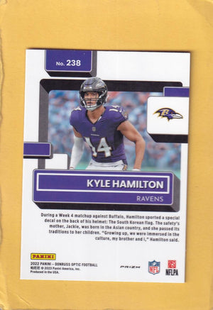 2022 Donruss Optic Purple Shock #238 Kyle Hamilton Rated Rookie NM-MT+ RC Rookie Baltimore Ravens Image 2