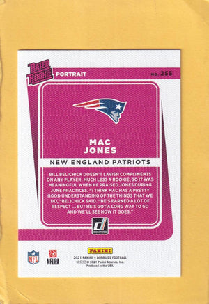 2021 Donruss Portrait #255 Mac Jones Rated Rookies NM-MT+ RC Rookie New England Patriots Image 2