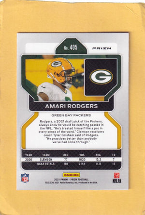 2021 Panini Prizm Prizm Pink #405 Amari Rodgers NM-MT+ RC Rookie Green Bay Packers Image 2