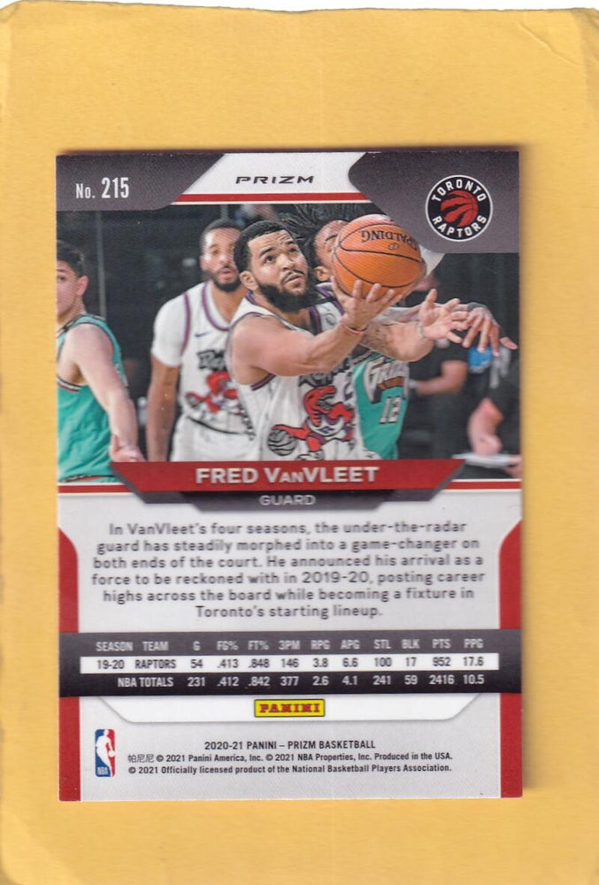 2020-21 Panini Prizm Prizms Pink Ice #215 Fred VanVleet NM-MT+ Toronto Raptors Image 2