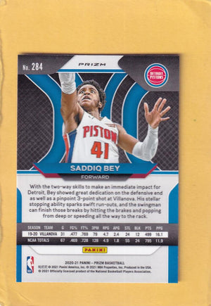 2020-21 Panini Prizm Prizms Red White and Blue #284 Saddiq Bey NM-MT+ RC Rookie Detroit Pistons Image 2