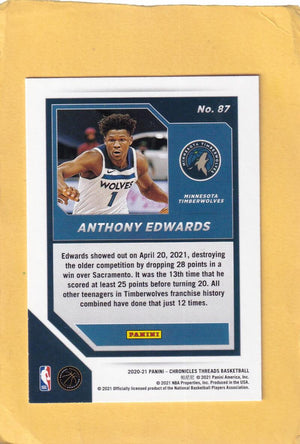 2020-21 Panini Chronicles Threads #87 Anthony Edwards NM-MT+ Minnesota Timberwolves RC Rookie Image 2