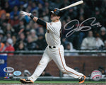 Joe Panik San Francisco Giants Autographed 8x10 Photo (Horizontal, Swinging, White Jersey)