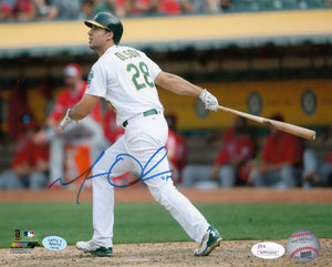 
                
                    Load image into Gallery viewer, Matt Olson Oakland A&amp;#39;s Autographed 8x10 Photo (Horizontal, After Swing, White Jersey)
                
            