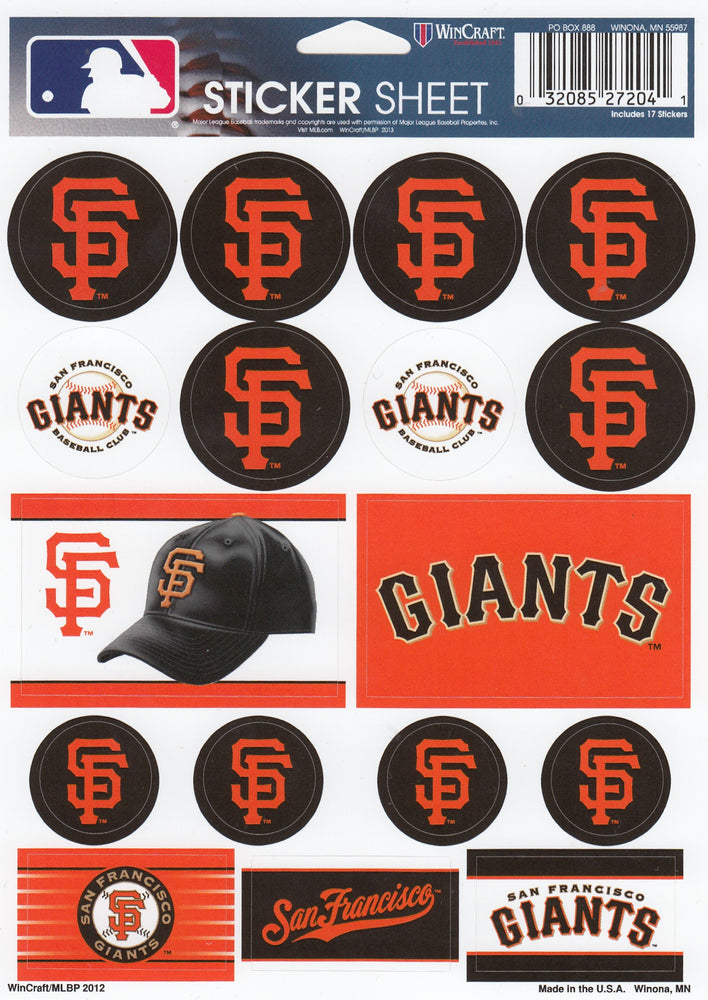 San Francisco Giants Sticker Sheet
