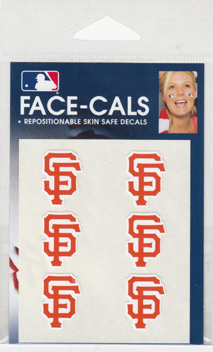 San Francisco Giants Face-Cals Temporary Decals (6 Face Decals)