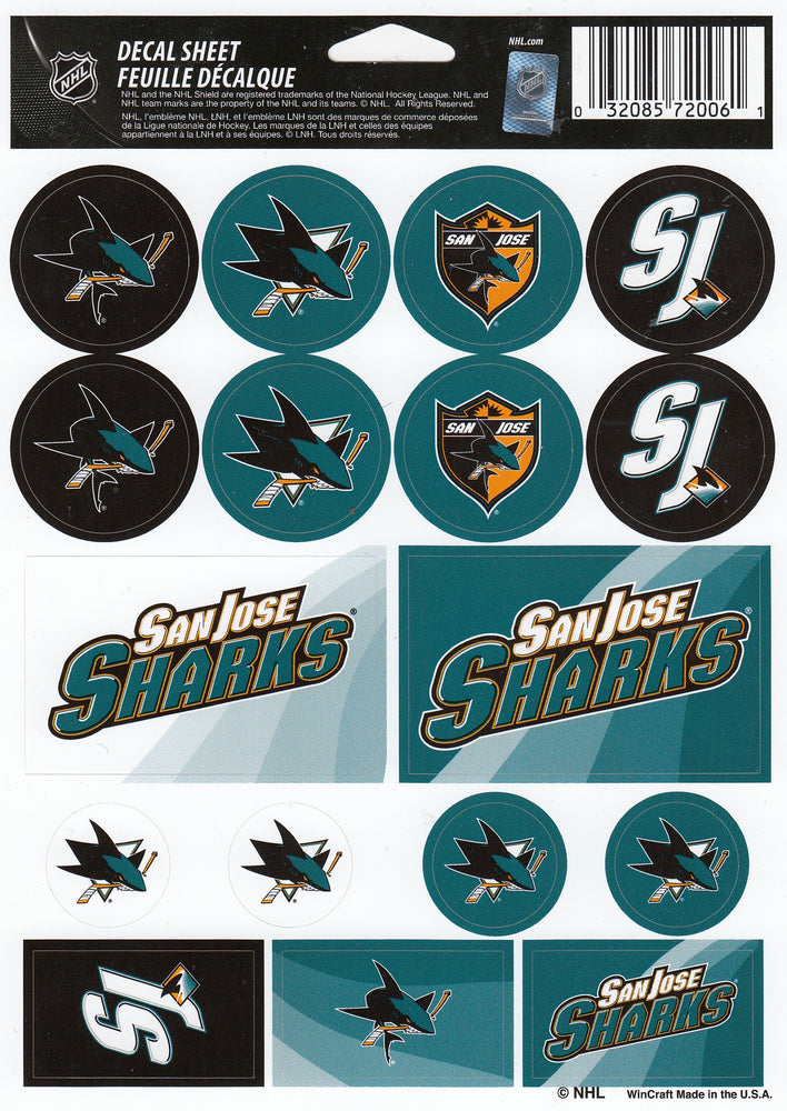 
                
                    Load image into Gallery viewer, San Jose Sharks Assorted Decal Sheet
                
            
