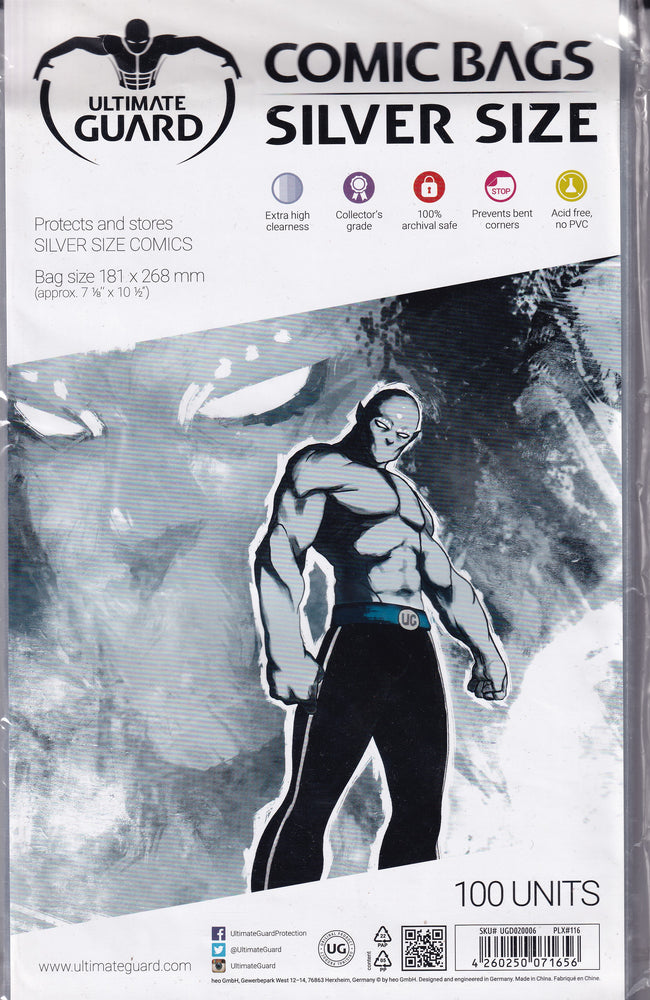
                
                    Load image into Gallery viewer, Ultimate Guard Clear Comic Bags Silver Size Pack of 100 (7 1/8&amp;quot; X 10 1/2&amp;quot;)
                
            