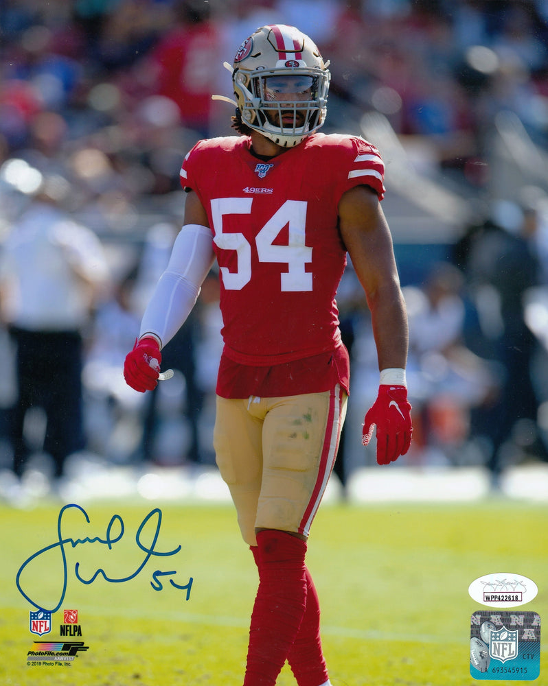 Fred Warner San Francisco 49ers Autographed 8x10 Photo (Vertical, Walking, Red Jersey)