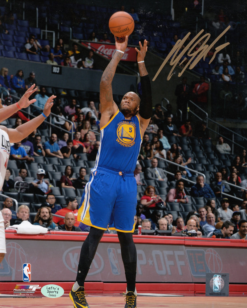 Marreese Speights Golden State Warriors Autographed 8x10 Photo (Vertical, Shooting, Blue Jersey)