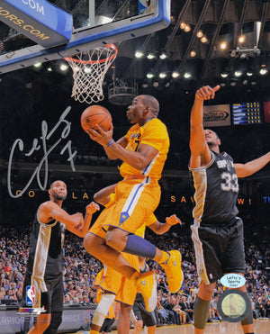 
                
                    Load image into Gallery viewer, Carl Landry Autographed 8x10 Photo (Vertical, Jumping Up, Yellow Jersey)
                
            