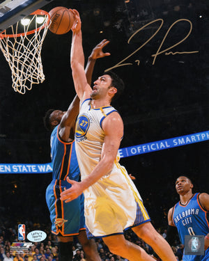 Zaza Pachulia Autographed 8x10 Photo (Vertical, Jumping Up, White Jersey)