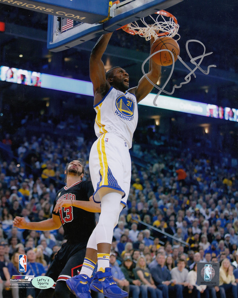 
                
                    Load image into Gallery viewer, Festus Ezeli Autographed 8x10 Photo (Vertical, Dunking, White Jersey)
                
            