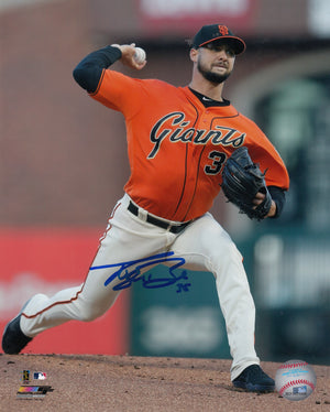 Tyler Beede San Francisco Giants Autographed 8x10 Photo (Vertical, Pitching, Orange Jersey