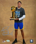 Brandon Rush Golden State Warriors Autographed 8x10 Photo (Vertical, Holding Finals Trophy, NBA Champs Shirt)