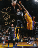 Jason Thompson "24-0" Golden State Warriors Autographed 8x10 Photo (Vertical, Jumping Up, Black Jersey)