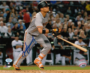 
                
                    Load image into Gallery viewer, Gorkys Hernandez San Francisco Giants Autographed 8x10 Photo (Horizontal, Running After Swing, Gray Jersey)
                
            