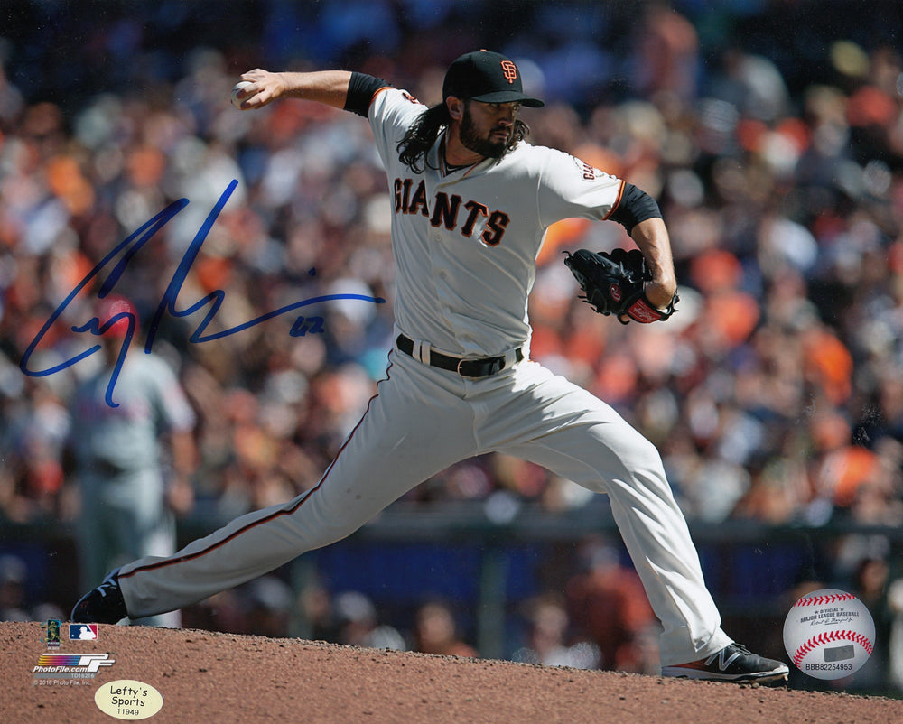 
                
                    Load image into Gallery viewer, Cory Gearrin San Francisco Giants Autographed 8x10 Photo (Horizontal, Pitching, White Jersey)
                
            