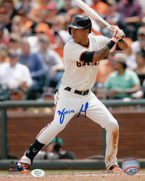 Ehire Adrianza San Francisco Giants Autographed 8x10 Photo (Vertical, Batting, White Jersey)