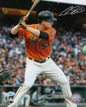 
                
                    Load image into Gallery viewer, Austin Slater San Francisco Giants Autographed 8x10 Photo (Vertical, Batting, Orange Jersey)
                
            