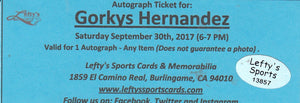 
                
                    Load image into Gallery viewer, Gorkys Hernandez San Francisco Giants Autographed 8x10 Photo (Horizontal, Running After Swing, Gray Jersey)
                
            