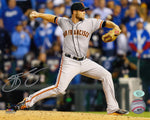 Hunter Strickland San Francisco Giants Autographed 8x10 Photo (Horizontal, Pitching, White Jersey)