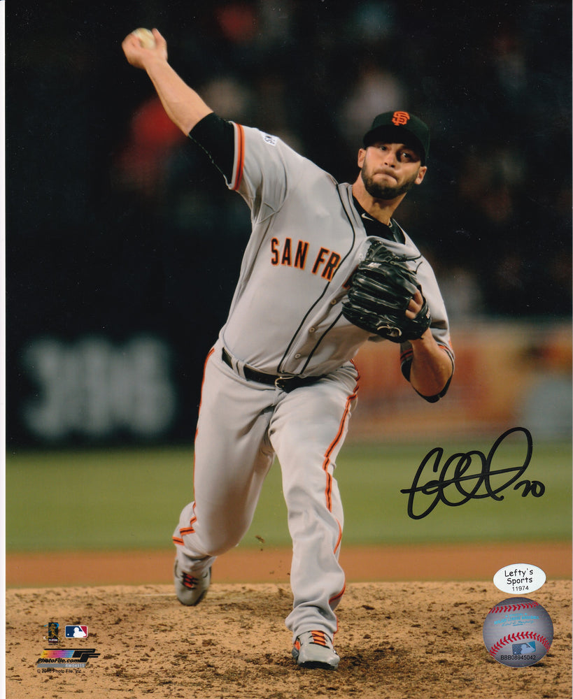 George Kontos San Francisco Giants Autographed 8x10 Photo (Vertical, Pitching, Gray Jersey