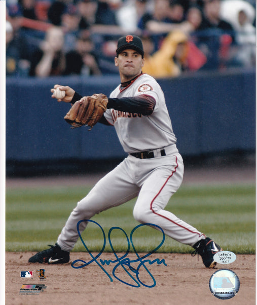 Omar Vizquel San Francisco Giants Autographed 8x10 Photo (Horizontal,  Bunting, White Jersey)