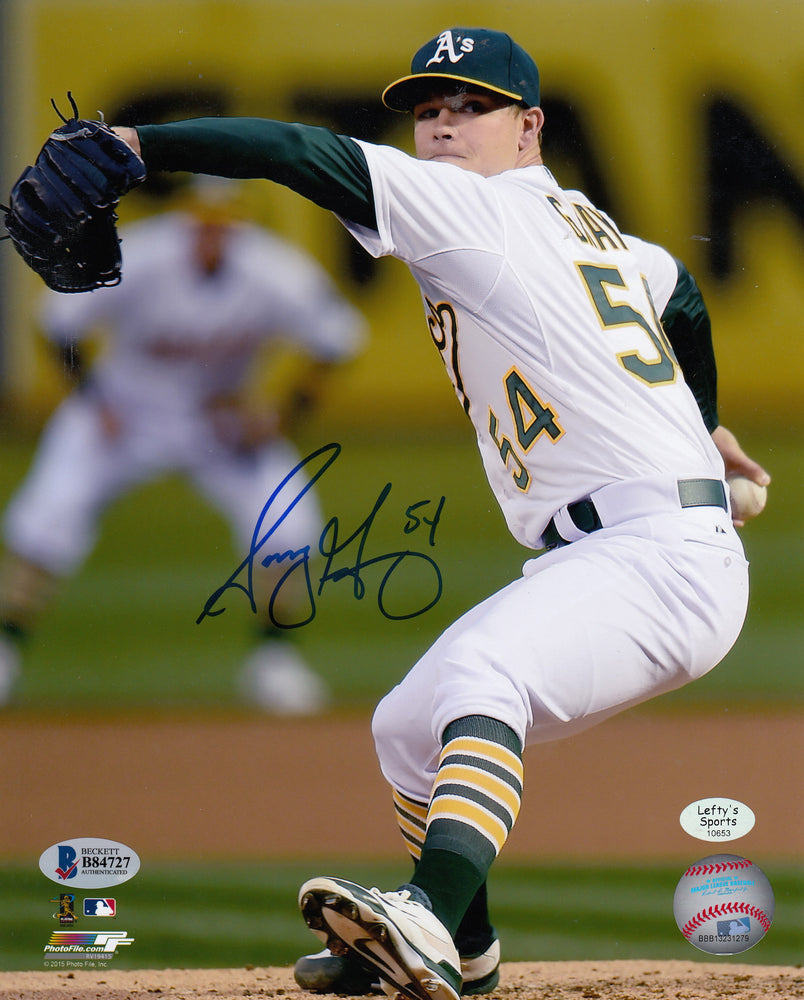 Sonny Gray Oakland A's Autographed 8x10 Photo (Vertical, Pitching, White Jersey)