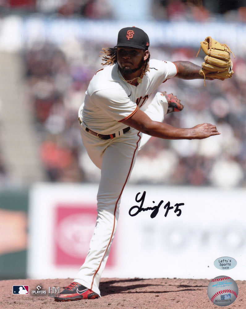Camilo Doval San Francisco Giants Autographed 8x10 Photo (Vertical, Pitching, White Jersey, Black Ink)