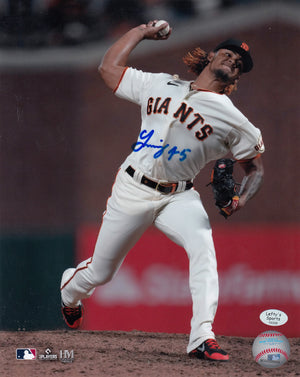 Camilo Doval San Francisco Giants Autographed 8x10 Photo (Vertical, Pitching, White Jersey, Blue Ink)