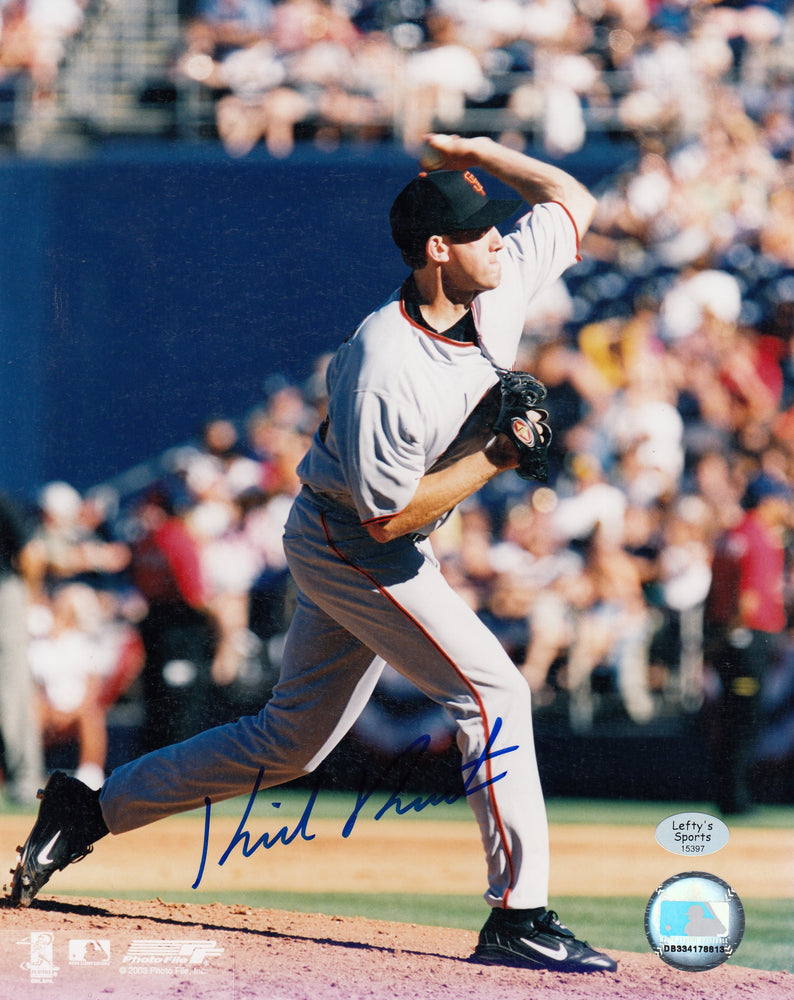 Kirk Reuter San Francisco Giants Autographed 8x10 Photo (Vertical, Pitching, White Jersey)