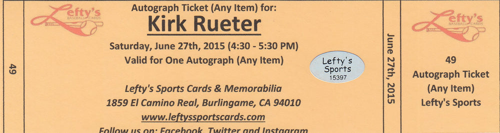 Kirk Reuter San Francisco Giants Autographed 8x10 Photo (Vertical, Pitching, White Jersey)