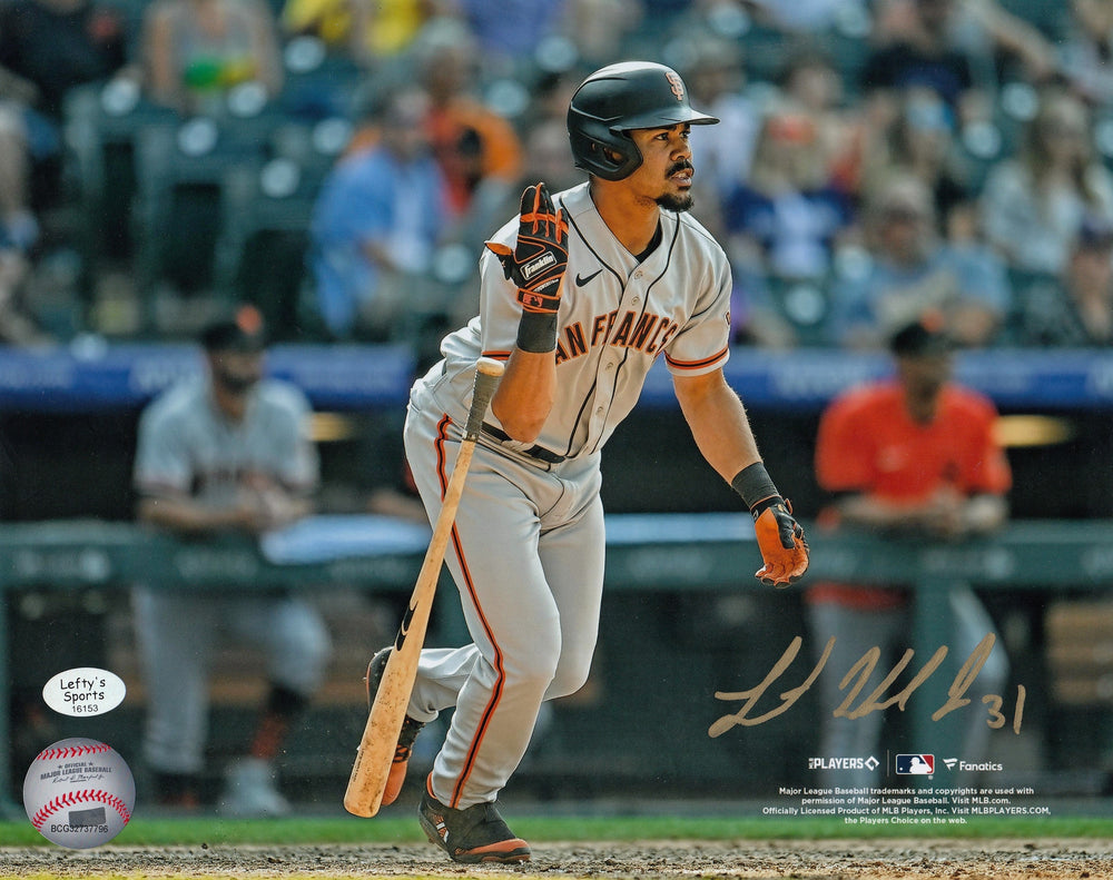 
                
                    Load image into Gallery viewer, LaMonte Wade Jr. San Francisco Giants Autographed 8x10 Photo (Horizontal, After Swing, Gray Jersey)
                
            