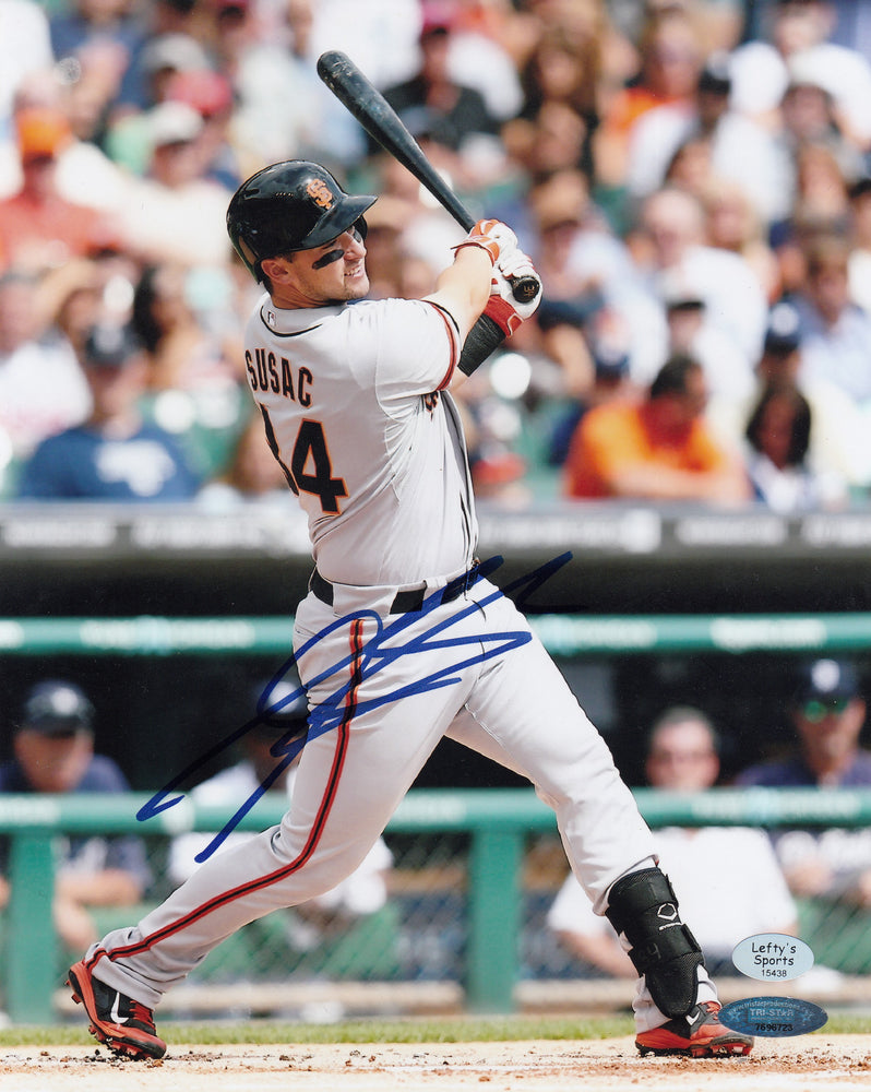 
                
                    Load image into Gallery viewer, Andrew Susac San Francisco Giants Autographed 8x10 Photo (Vertical, Batting, White Jersey)
                
            