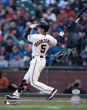Mike Yastrzemski San Francisco Giants Autographed 8x10 Photo (Vertical, Swinging, White Jersey)