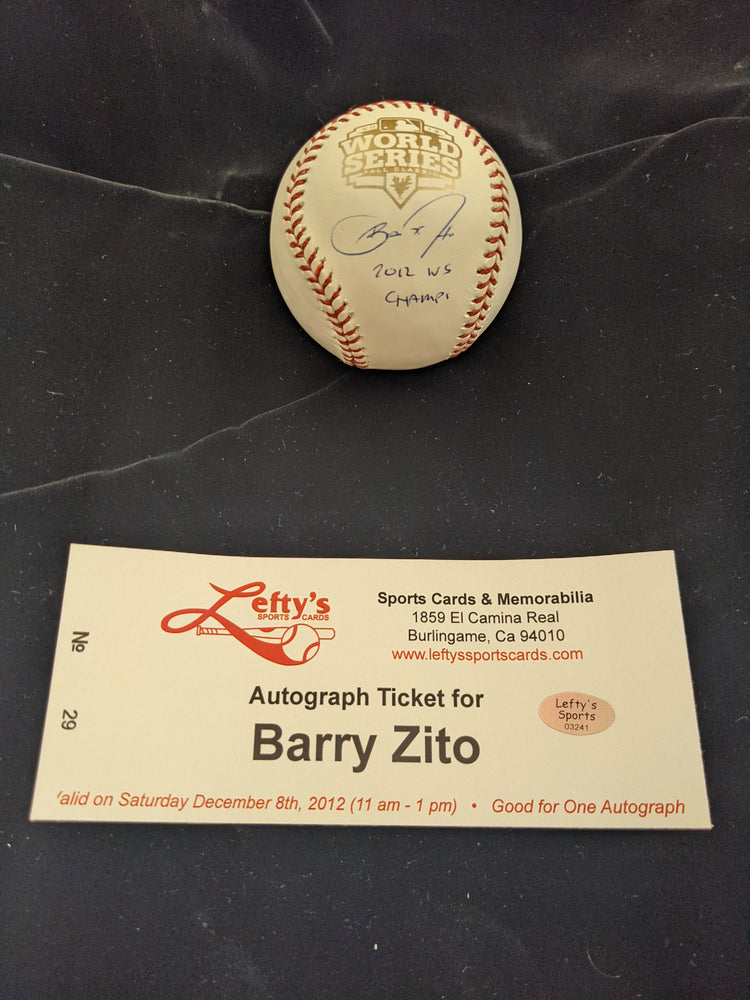 
                
                    Load image into Gallery viewer, Barry Zito &amp;quot;2012 WS Champs&amp;quot; San Francisco Giants Autographed 2012 World Series Baseball
                
            